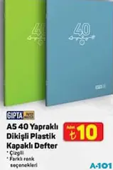 GIPTA A5 40 YAPRAKLI DİKİŞLİ PLASTİK KAPAKLI ÇİZGİLİ DEFTER
